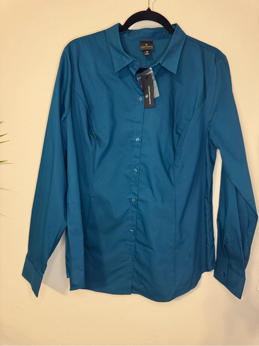 Weatherproof Women's Teal Button-Down Long Sleeve Shirt